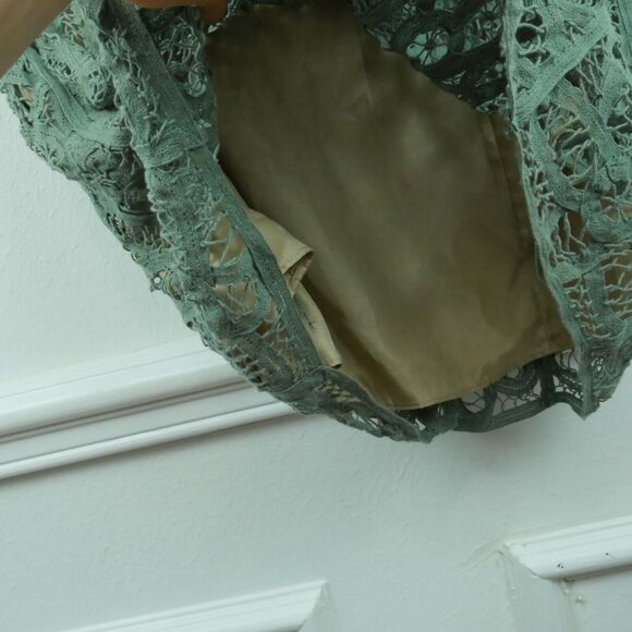 Betsey Johnson Size 2 Dress FLAWS Green Lace Goblincore Fairy Coquette Mini Y2K - Picture 6 of 16